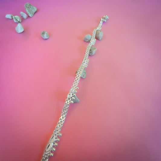 Silver Payal(Anklet) with Floral Design