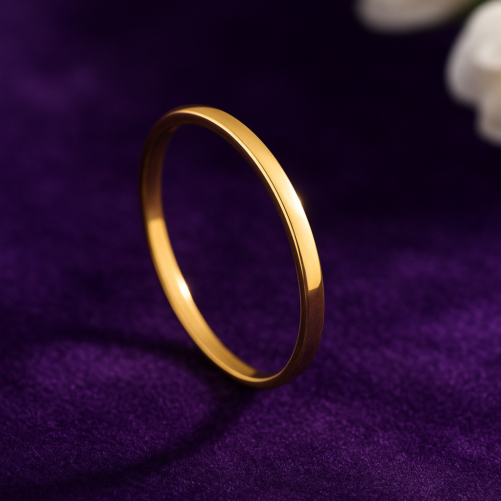 Minimal 18K Gold Finger Ring – Plain, Elegant & Timeless