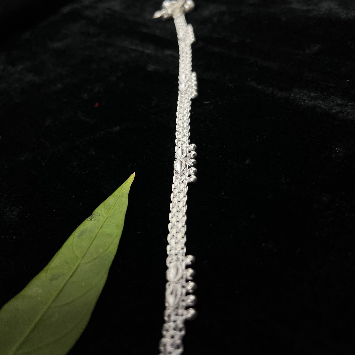 Silver Payal(Anklet) with Floral Design