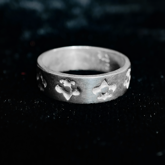 Matte Silver Fleur-de-Lis Ring for Men