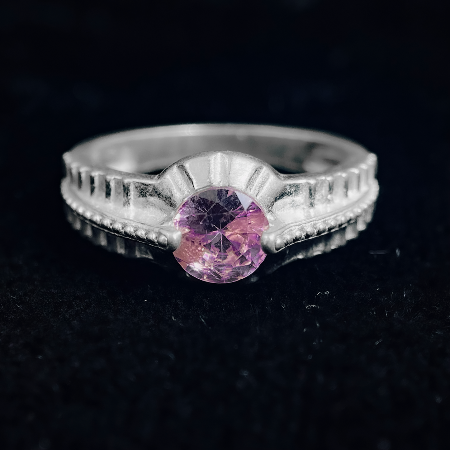 Pink Gemstone Silver Ring For Men