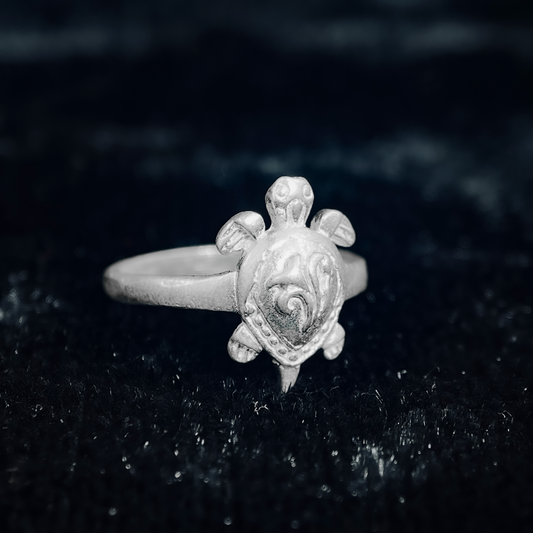 Tortoise Ring With Flower Design