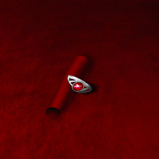Elegant Silver Ring with Red Ruby Stone – Timeless Beauty & Bold Elegance
