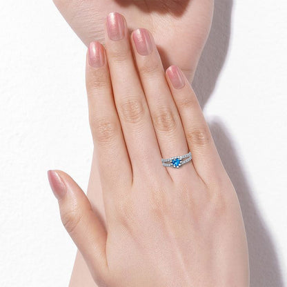 Silver Ring with Blue Stone & Diamond Accents – Timeless Luxury for Every Occasion