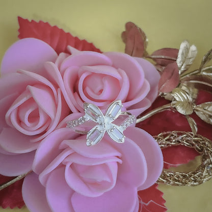 Butterfly Silver Ring with Sparkling White Stones | Silver Ring by CLS Jewels