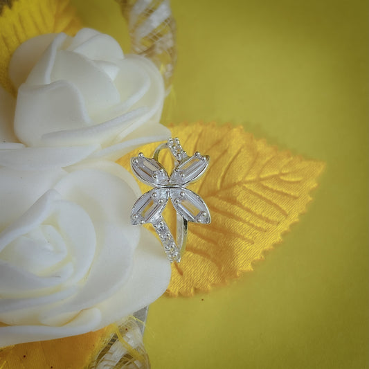 Butterfly Silver Ring with Sparkling White Stones | Silver Ring by CLS Jewels
