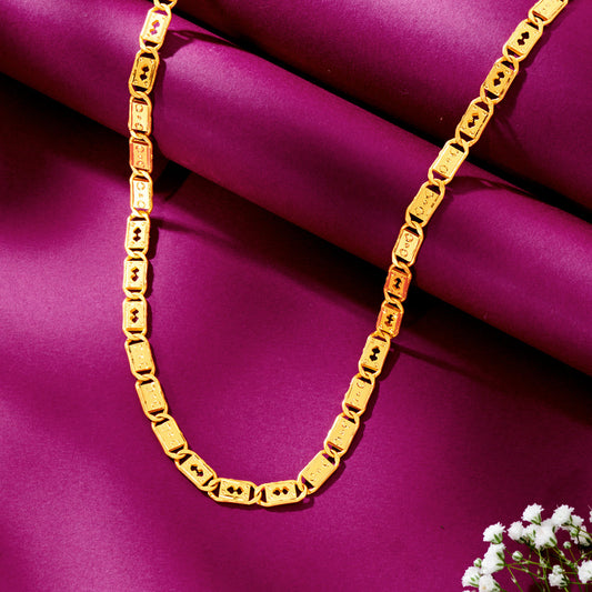 22K Gold Nawabi Link Chain for Men | Designer Rectangular Link Gold Chain | Traditional Premium Chain