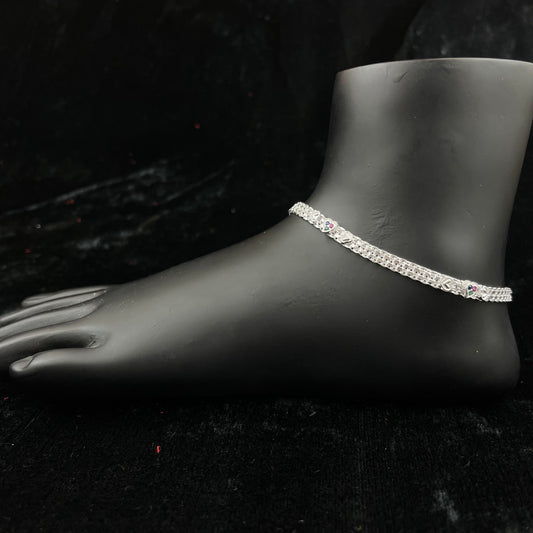 Silver Payal(Anklet) with Heart Design