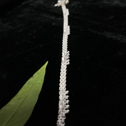 Silver Payal(Anklet) with Floral Design