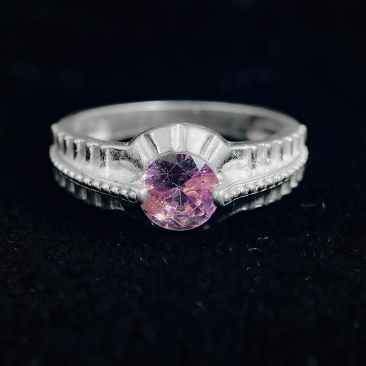 Pink Gemstone Silver Ring For Men