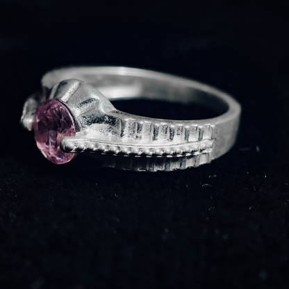 Pink Gemstone Silver Ring For Men