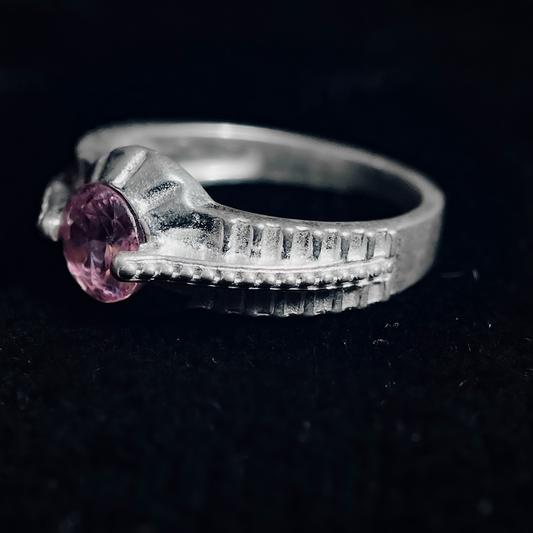 Pink Gemstone Silver Ring For Men