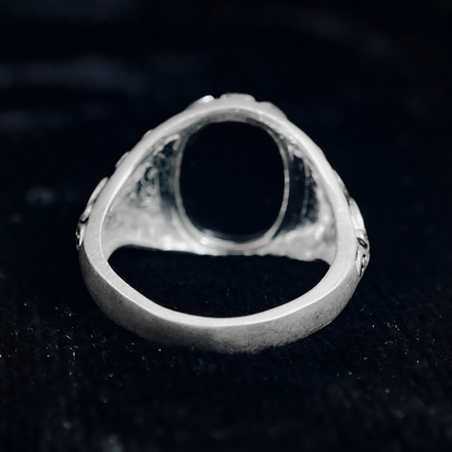 Silver Ring with Black Onyx – Vintage Gothic Design for Men & Women