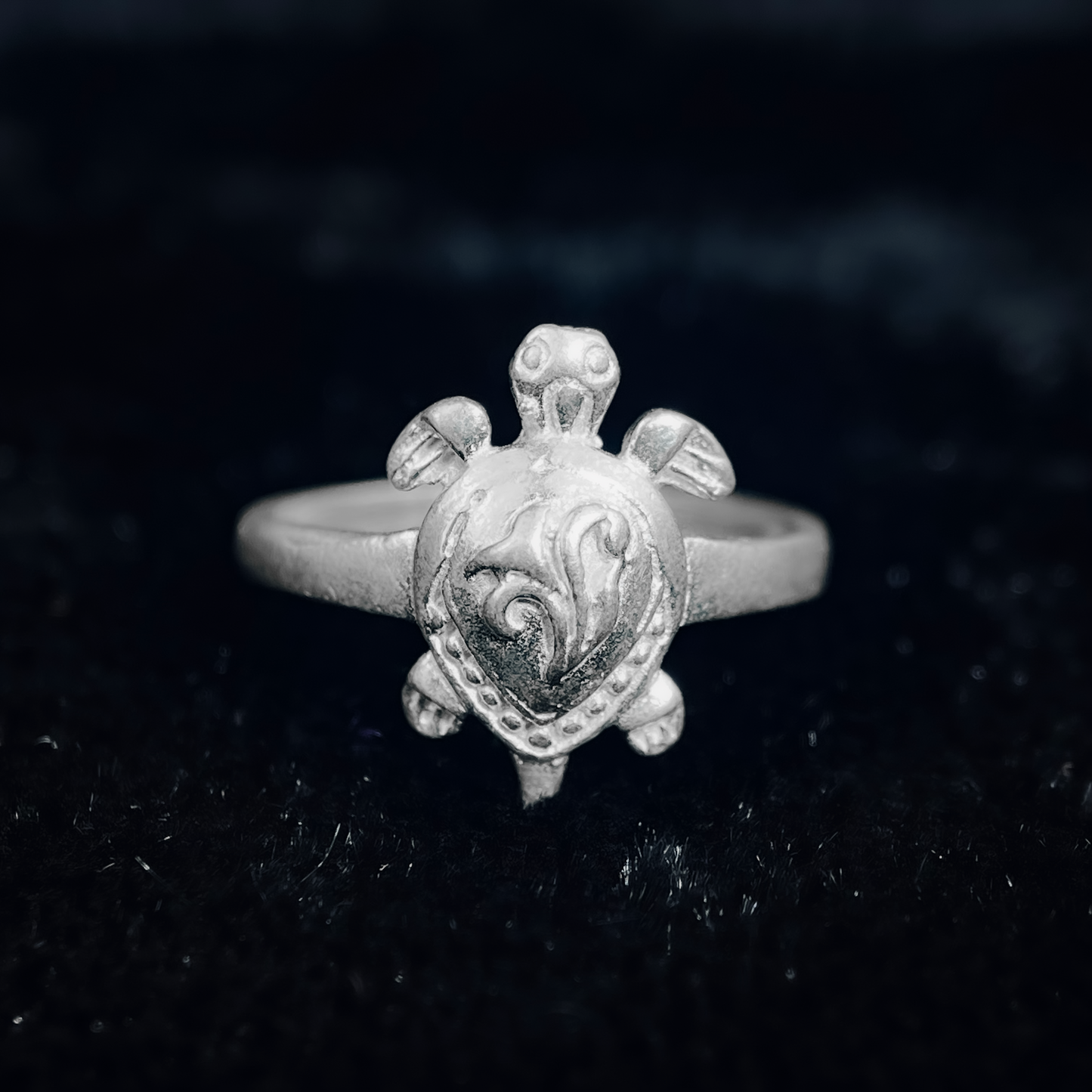 Tortoise Ring With Flower Design