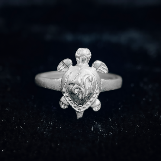 Tortoise Ring With Flower Design