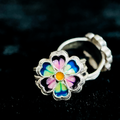 Silver Flower Design Toe Ring