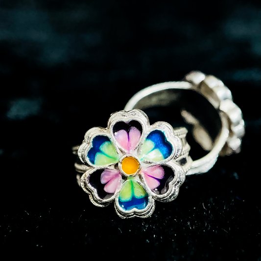 Silver Flower Design Toe Ring
