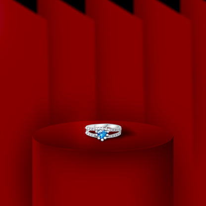 Silver Ring with Blue Stone & Diamond Accents – Timeless Luxury for Every Occasion