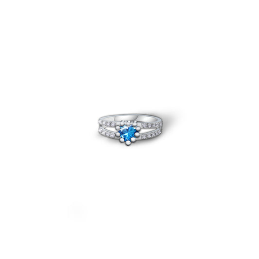 Silver Ring with Blue Stone & Diamond Accents – Timeless Luxury for Every Occasion