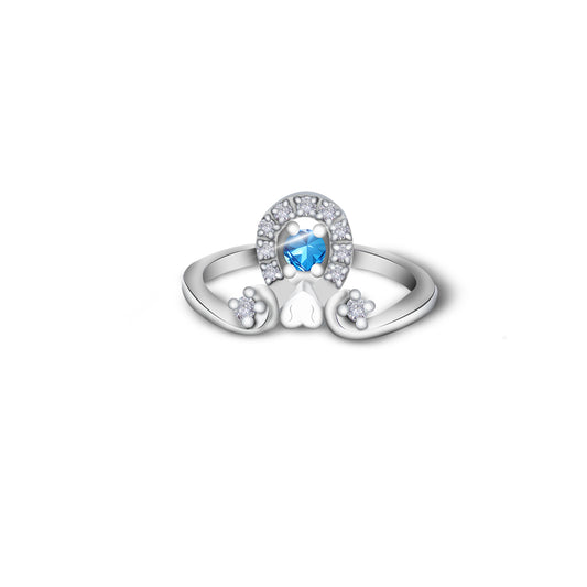 Royal Silver Crown Ring with Blue Heart Stone – Grace, Elegance & Power Combined
