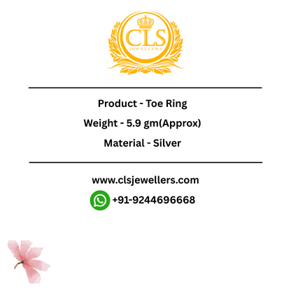 Silver Toe Ring With Flowers And Leaf Design