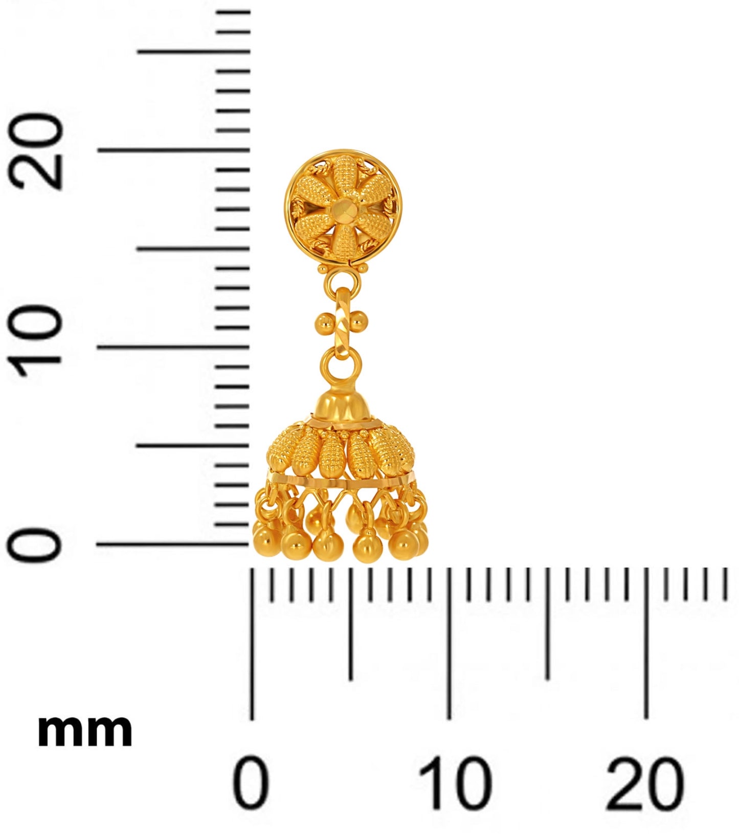 22K Gold Traditional Floral Jhumka Earrings for Women | Lightweight Hanging Jhumki | 4 Gram