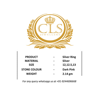 Silver Flower Ring with Red and White Stones – Elegant Women’s Jewelry