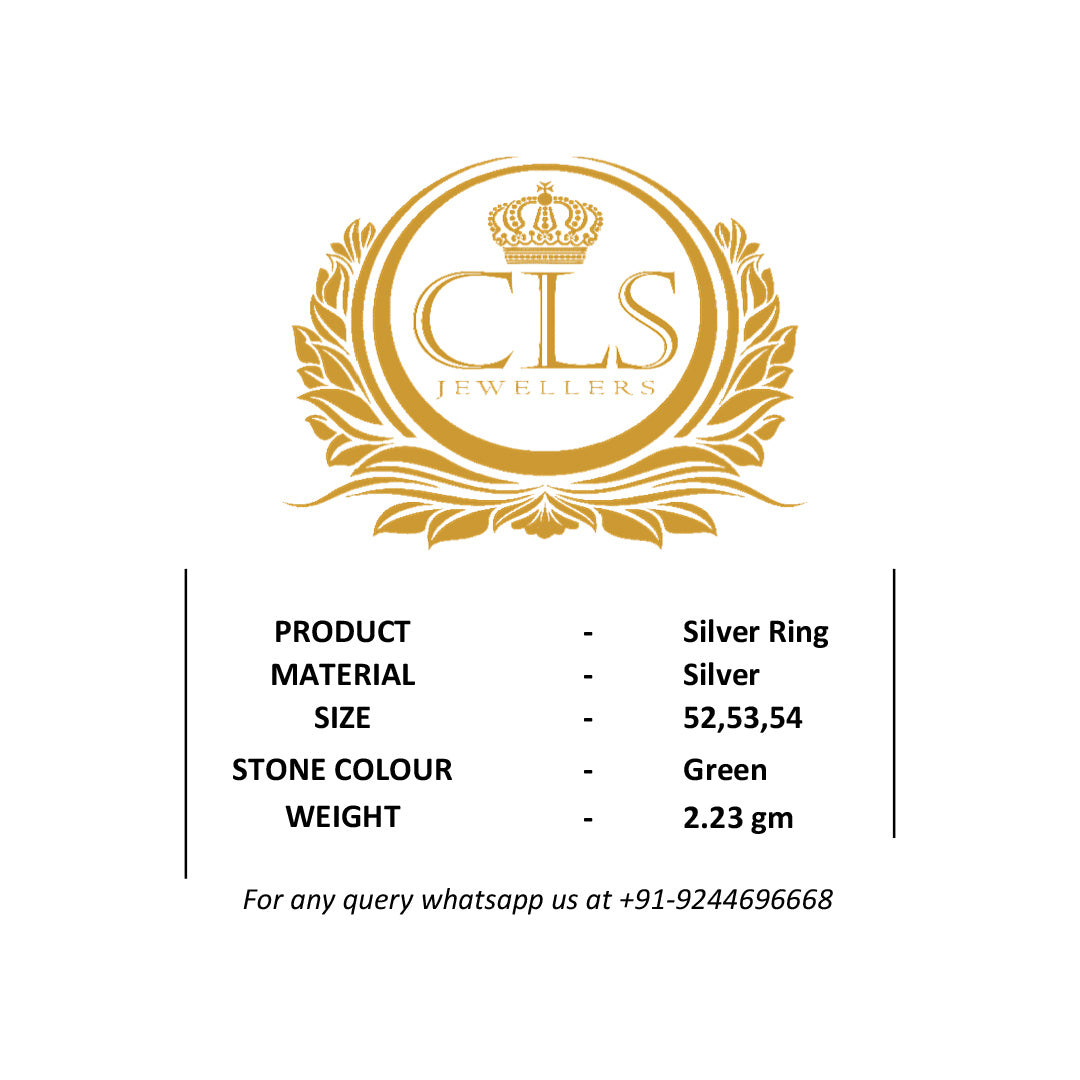 Silver Flower Ring with Green & White Stones | Silver Ring by CLS Jewels