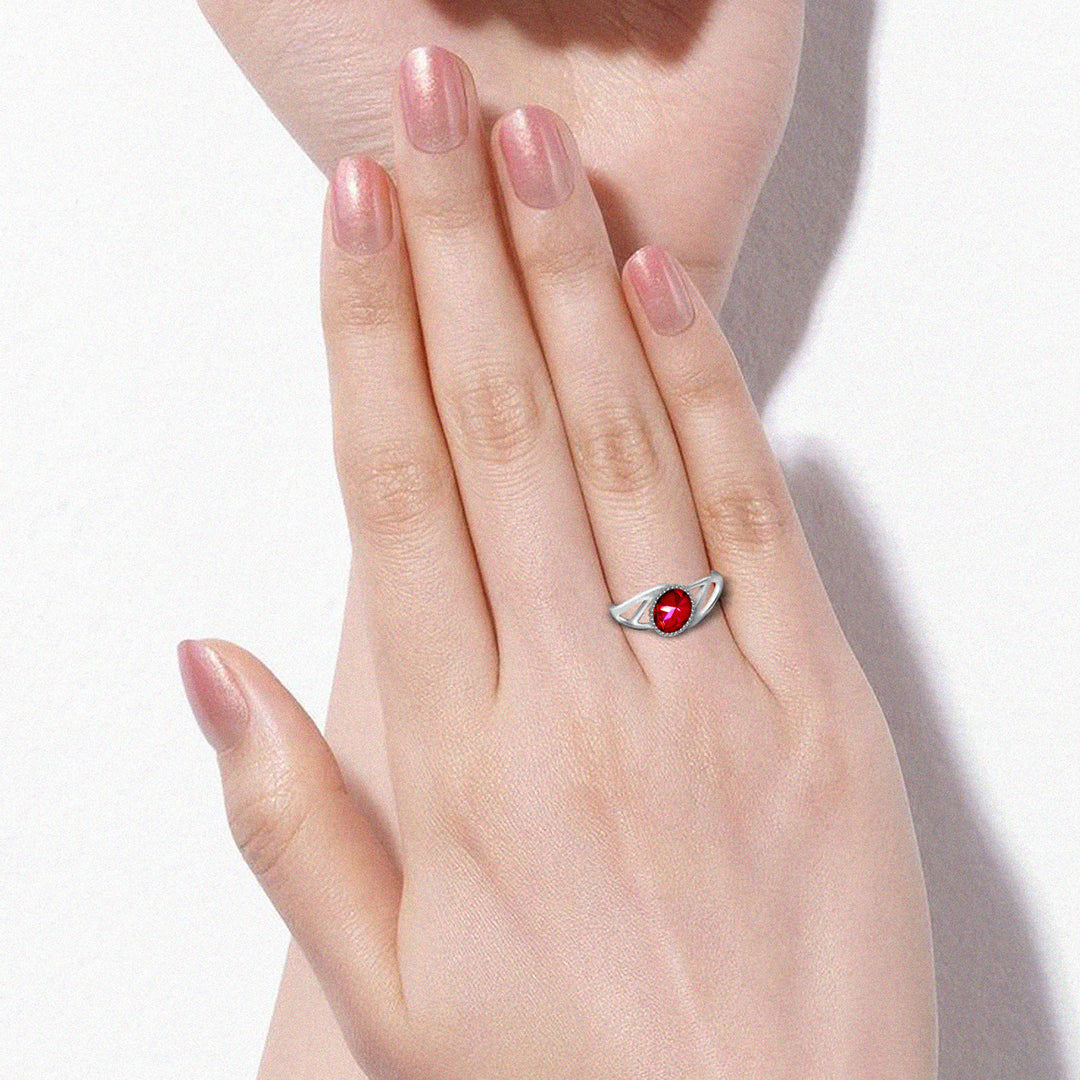 Elegant Silver Ring with Red Ruby Stone – Timeless Beauty & Bold Elegance
